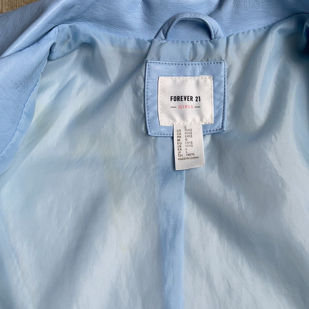 Forever 21 Girl Light Blue Faux Jacket Size 11/12 - Picture 10 of 16